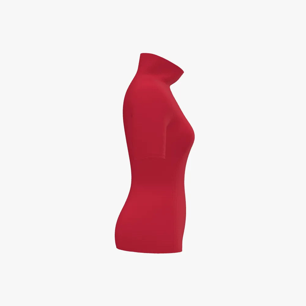 Red Venus Fitted Stand Neck Top